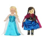 Fits 18″ American Girl Dolls | Princess Elsa and Anna Inspired Outfit Set | 18 Inch Doll Clothes Dress Costume Gown