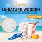 Wood Adirondack Miniature Chair – Wedding Cake Topper Mini Doll Furniture Top Decoration Favor Beach Theme, Great for Dollhouse (White, 4 Pack)