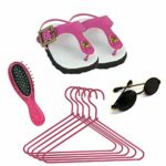 Sophia’s 18 Inch Doll Necessities 4 Items Include 5 Pink Hangers, Black Sunglasses, Pink Hairbrush and Pink Thong Sandals