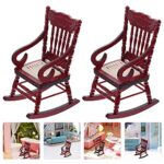 balacoo 2pcs Miniature Rocking Chairs Doll House Wooden Chairs 1: 12 Christmas Dollhouse Model Chairs Wooden Rocking Chairs for Dollhouse Accessories Furniture Decoration Brown