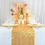 ShinyBeauty Table Covers for Party Gold 10pcs 12×72-Inch Sequin Table Runners Graduation Party Supplies 2018 Gold