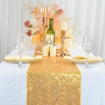 ShinyBeauty Table Covers for Party Gold 10pcs 12×72-Inch Sequin Table Runners Graduation Party Supplies 2018 Gold