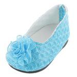 MagiDeal Blue Flat PU Shoes with Flowers Dolly Pumps Clothes Accessories for 18 inch American Girl Our Generation Gotz Journey Dolls