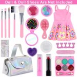 18INDC 19 Pcs 18 Inch Girl Doll Accessories Makeup Pretended Toys Set, Washable Makeup Beauty Set Toys for Girl Doll Dress Up Sets for Girls 3-8 Years Old (Doll Not Included)
