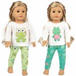 Ecore Fun 2 Sets 16-18 Inch Doll Clothes Pajamas Outfits for American 18 Inch Girl Doll, Generation Doll – 2 Pcs Tops + 2 Pcs Pants
