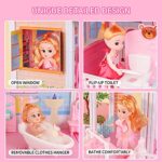 TEMI Dollhouse Dreamhouse Girls Pretend Toys – Doll Figure with Furniture, Accessories, Stairs, Pets and Dolls, DIY Cottage Pretend Play Doll House, for Toddlers, Boys & Girls(4 Rooms)