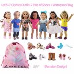 ZWSISU 18 inch Doll Clothes Gift Girls – Include 7 Set Toys Doll Outfits + 2 Pairs Shoes Accessories Gift Box fit American 18 inch Girl Dolls