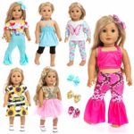 Ecore Fun 14 Pcs 18 Inch Doll Clothes Dresses Summer Casual Wear Oufits Pjs for American 18 Inch Girl Doll Clothes with Hair Clips Birthday Gift for Kids