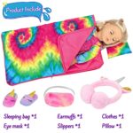 Ecore Fun American 18 inch Girl Doll Accessories Doll Sleeping Bag Set-Matching Eye Masks & Pillow ect -Doll Accessories for Kids for Children