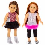 Springfield Fashion Zebra Print Outfit Set, Fits 18″ American Girl Dolls, 7 Items: Zebra Tank and Tutu, Pop Star Outfit, Sequin Boots, Zebra Print Flats, Silver Doll Purse and Jewelry