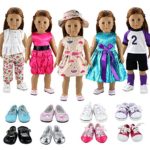 Barwa 5 Sets Clothes Dress Outfits with Accessories and 2 Pairs Shoes for American Girl Dolls 18 Inch Dolls