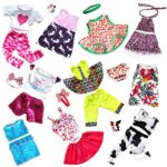 21 Pcs 18 inch Doll Clothes and Accessories fit American 18” Girl Dolls – Including 10 Complete Set of American Doll Clothes Outfits with Unicorn Hair Clips, Hair Bands, Underwear